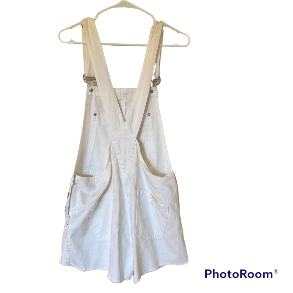 Blank NYC Off white denim distressed shortalls womens size 30 - Picture 6 of 6